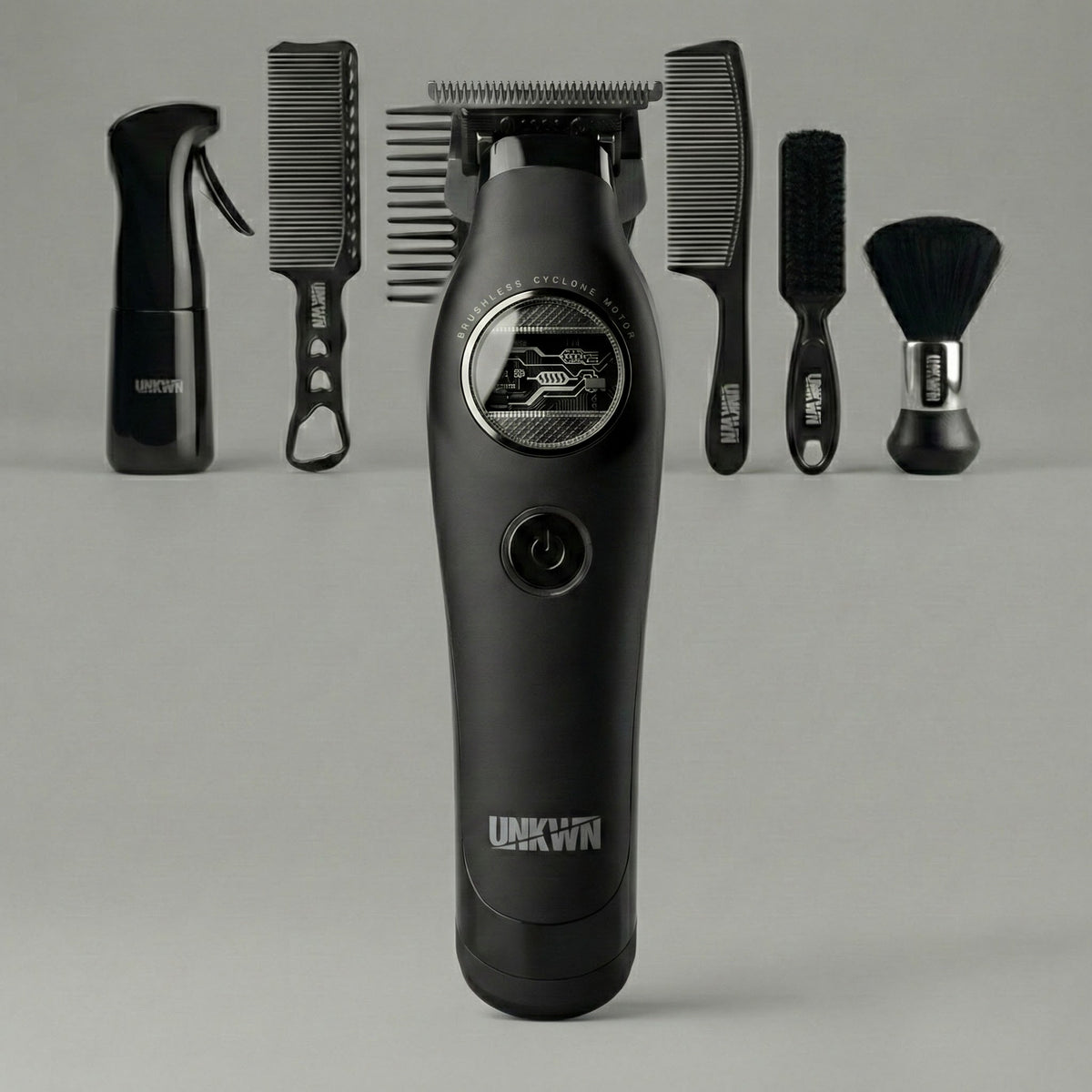 UNKWN black Cyclone trimmer bundle with charging stand and accessories