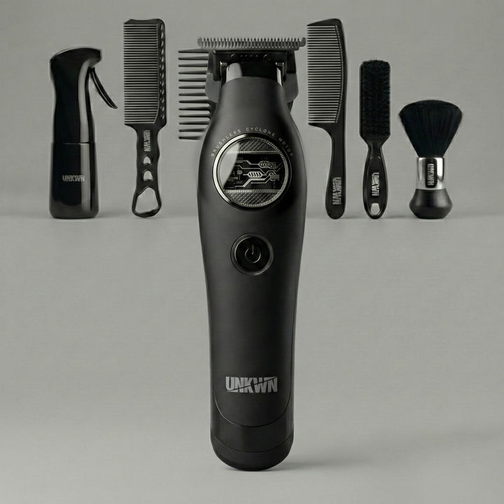 UNKWN black Cyclone trimmer bundle with charging stand and accessories