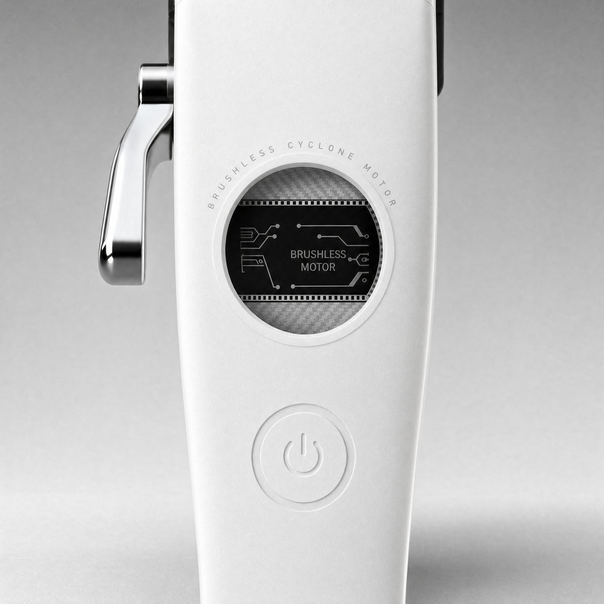 Close-up of the brushless Cyclone motor window on the white UNKWN Cyclone Clipper