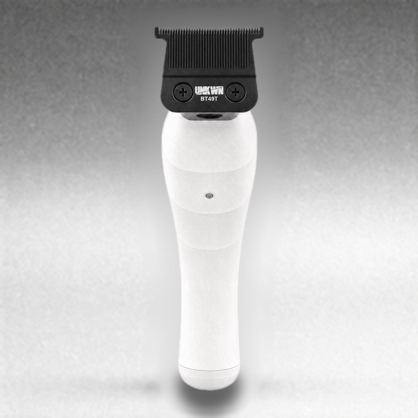 UNKWN Cyclone Trimmer UNK1T in white, rear view showing the BT49T zero-gap T-blade